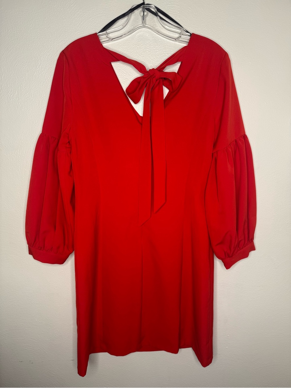 Laundry By Shelli Segal Special Occasion V-Neck Red Balloon Sleeve Mini Dress - Picture 4 of 9